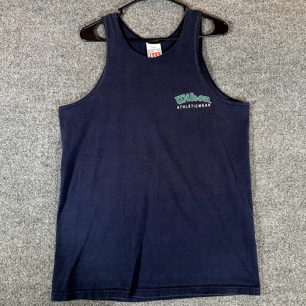 Vintage 90s Wilson Athleticwear Men’s M Navy Tank Top Made in USA 100% Cotton